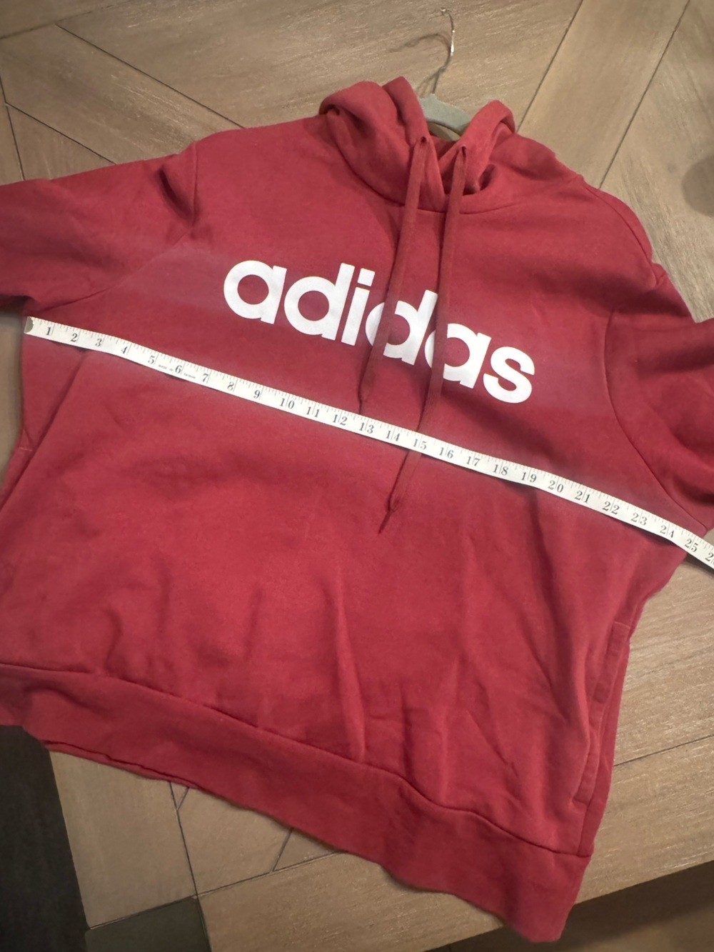 Adidas Women's Maroon Pullover Hoodie with White Logo - Picture 9 of 10